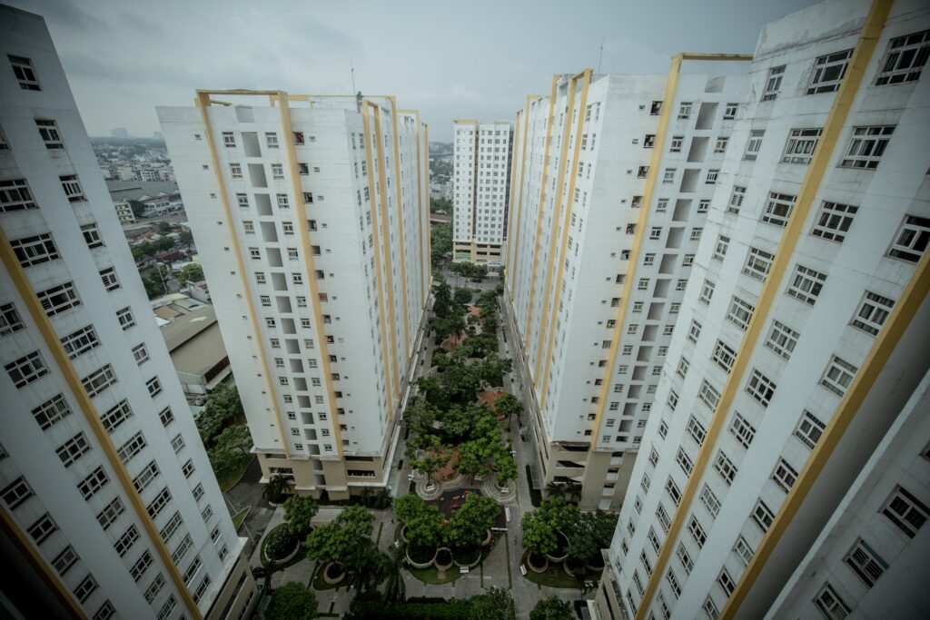 Constructed buildings standing tall